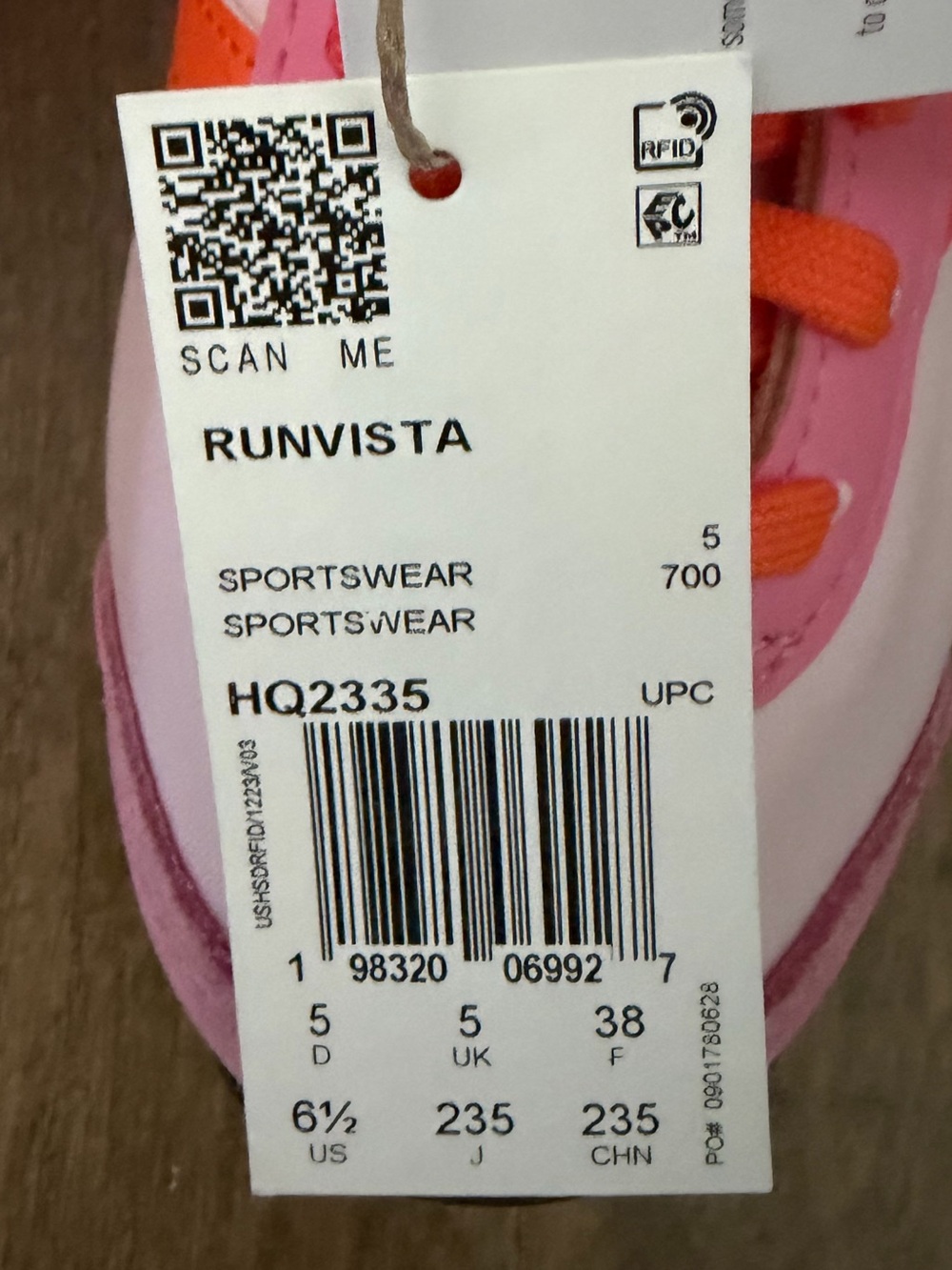 adidas Pink and Orange Women's Runvista Retro Running Sneaker, NWT, Sz 6.5 - Picture 4 of 7
